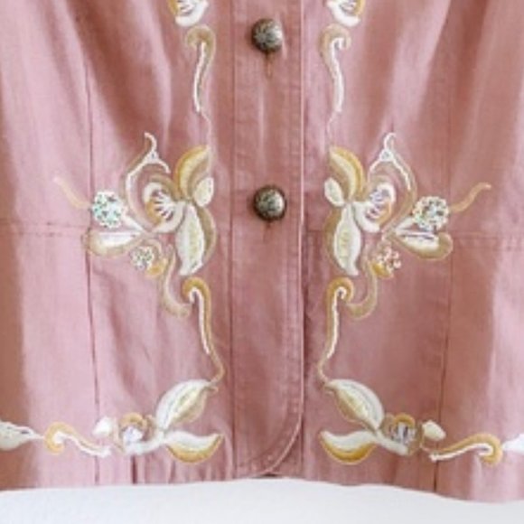 True Meaning Cotton & Linen Light Brown Sequins Blazer - Picture 7 of 9